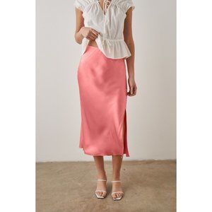 RAILS Maya Midi Satin Skirt Coral Pink